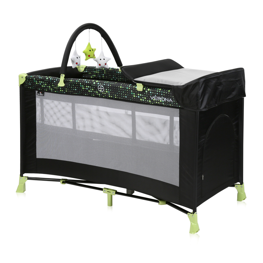 Кровать-манеж Verona 2L Plus Black&Green Dots