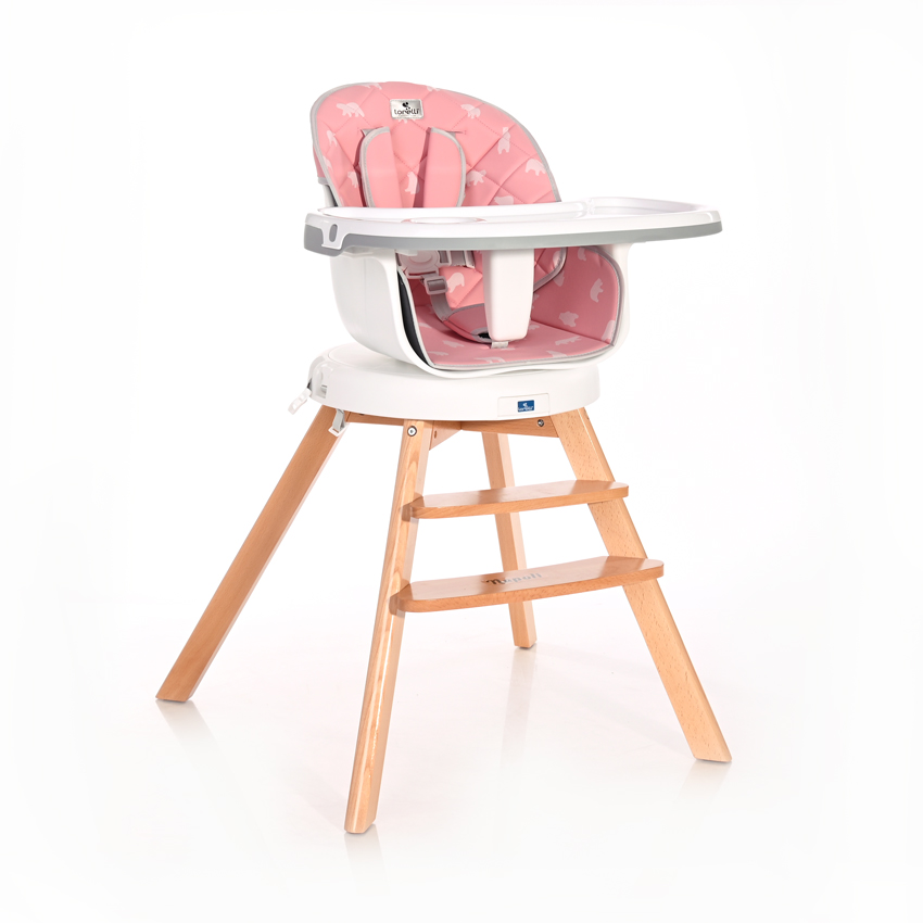 Обертовий стілець для годування 3в1 Napoli Pink Bears