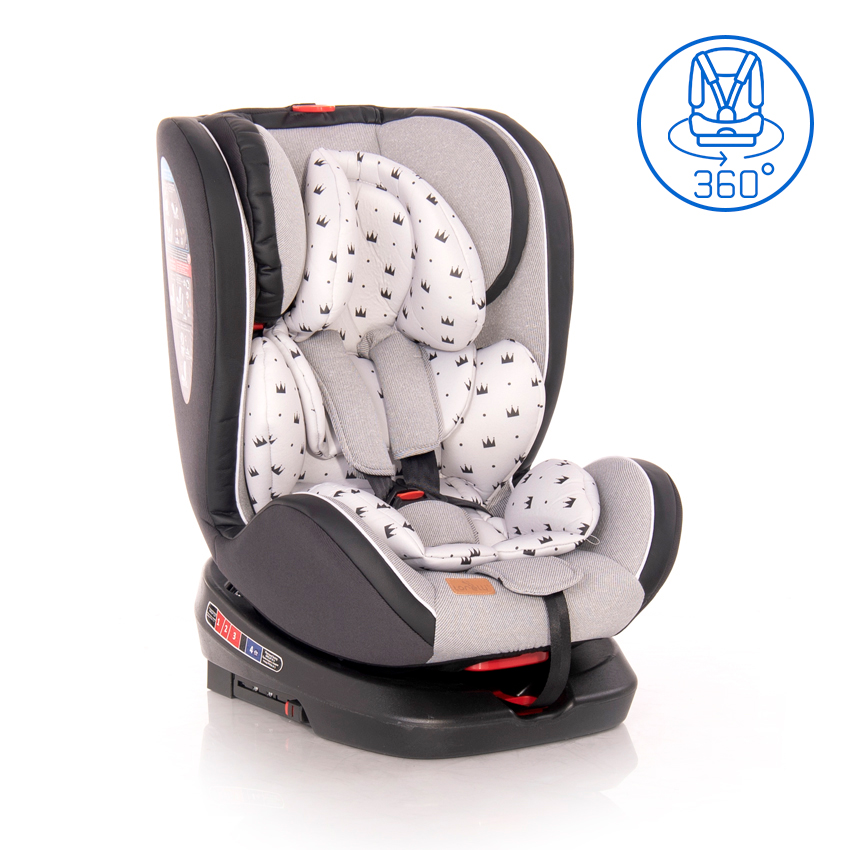 Автокрісло-ребордер Nebula Isofix 0-36 кг Grey Crowns