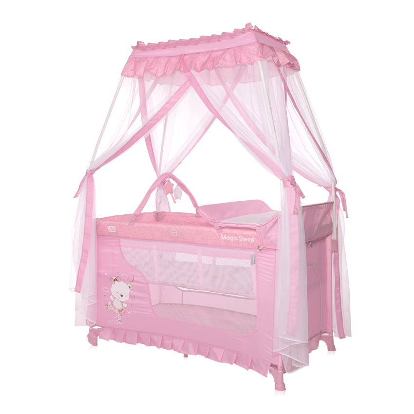 Ліжко - манеж з балдахіном Magic Sleep Mellow Rose Ballerina Bear