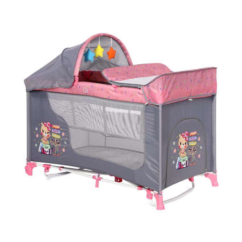 Ліжко-манеж Moonlight Rocker 2 Layers Pink Travelling