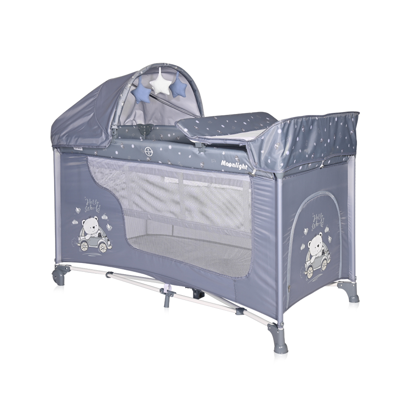 Ліжко-манеж Moonlight Rocker 2 Layers Silver Blue Car