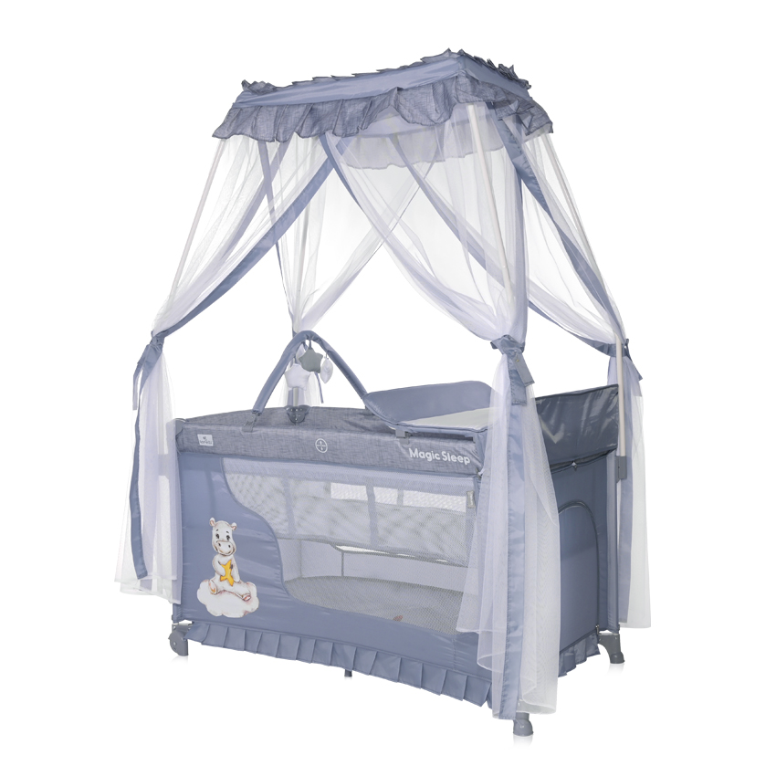 Кровать - манеж с балдахином Magic Sleep Cool Grey Hippo