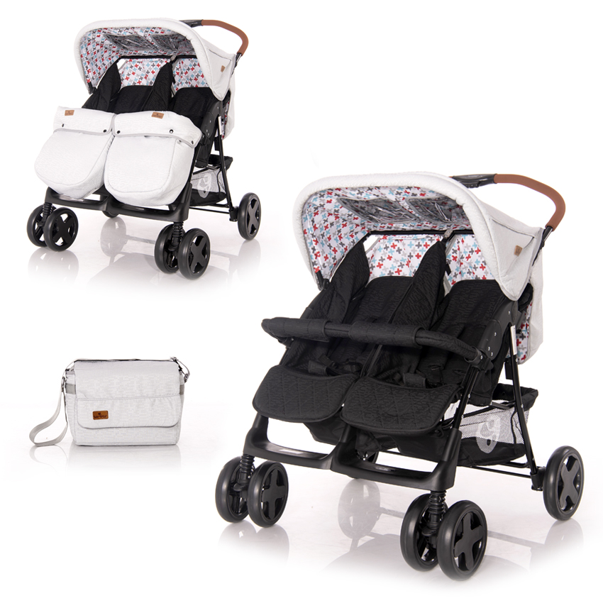 Коляска для двійні Twin Grey&Black Cross Коляска для двійні Twin Grey&Black Cross