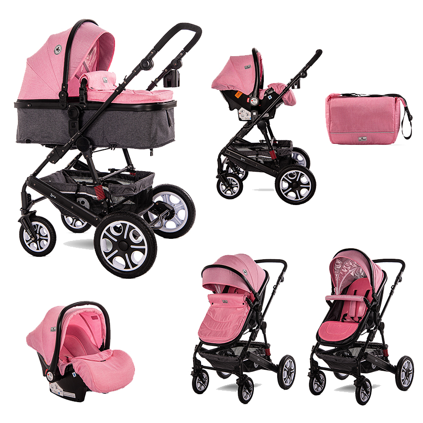 Коляска-трансформер 3в1 + автокрiсло Lora Set Candy Pink