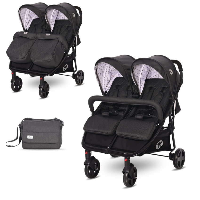 Коляска для двойни Duo + сумка Black Dots
