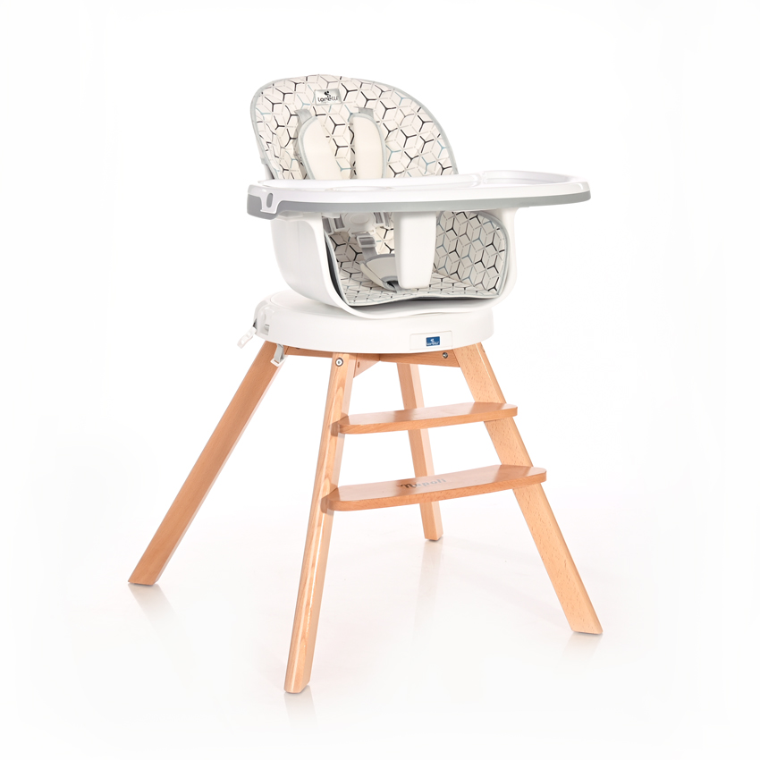 Обертовий стілець для годування 3в1 Napoli Grey Hexagons